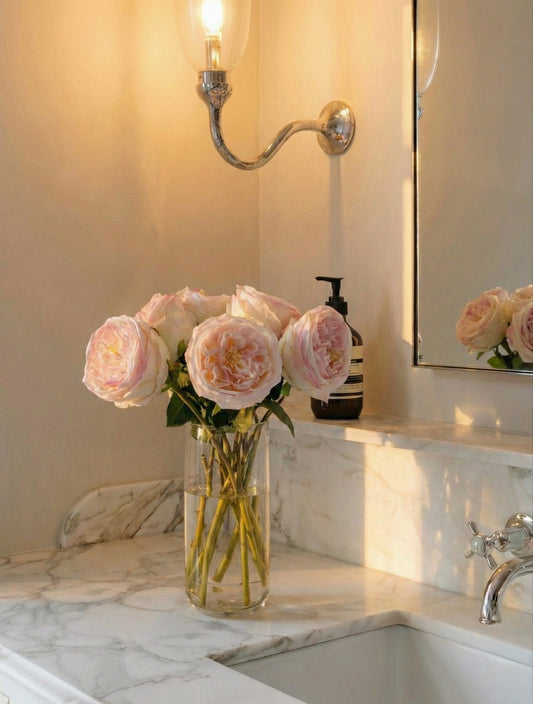 Real Touch Austin Cabbage Rose in Pink (Single-Stem Price)