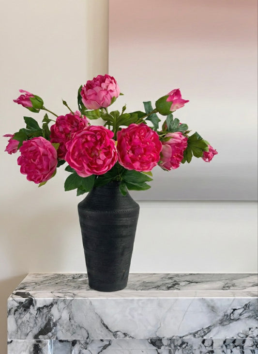 Deluxe 3-head Real Touch Peony Flower in Magenta (Single-Stem Price)