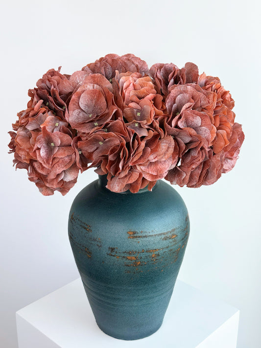 Faux Real Touch Large Leaf Hydrangea in Fawn (Single-Stem Price)