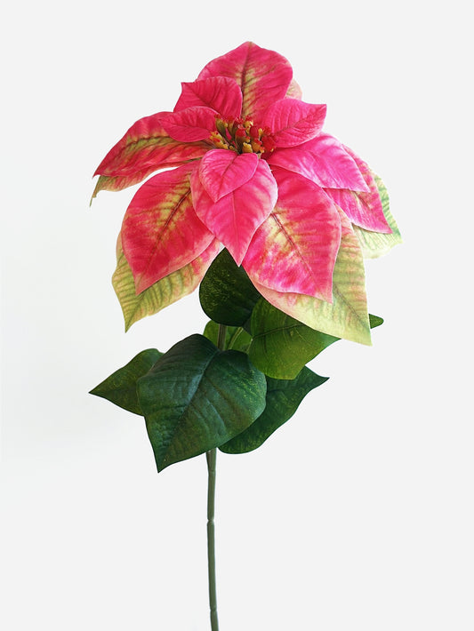 Large Single Stem Faux Fuchsia Poinsettia (Single-Stem Price)