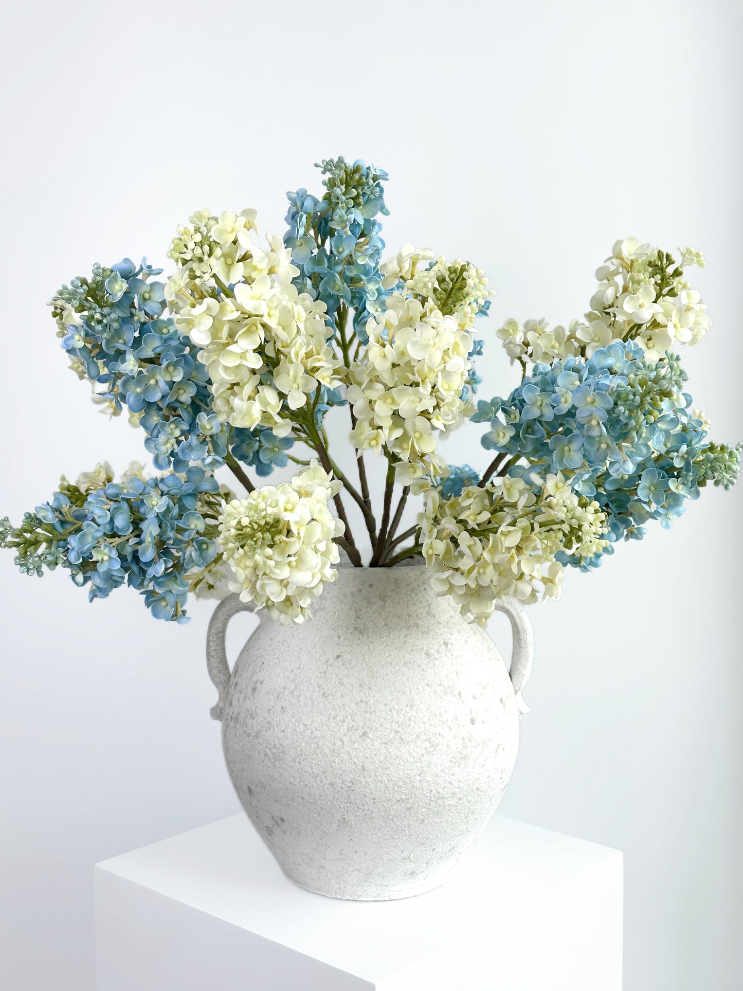 Macaron Blue Real Touch Lilac Blooming Branch (Single-Stem Price)