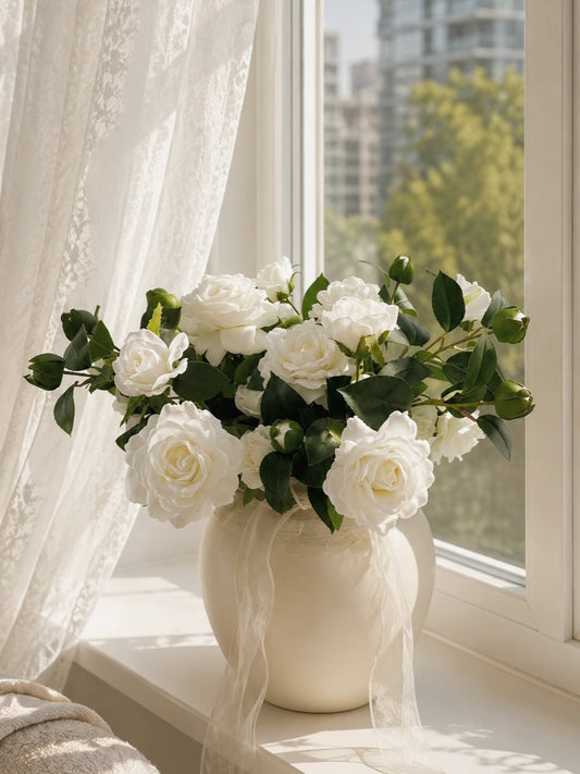 4-Head Real Touch White Spray Rose (Single-Stem Price)