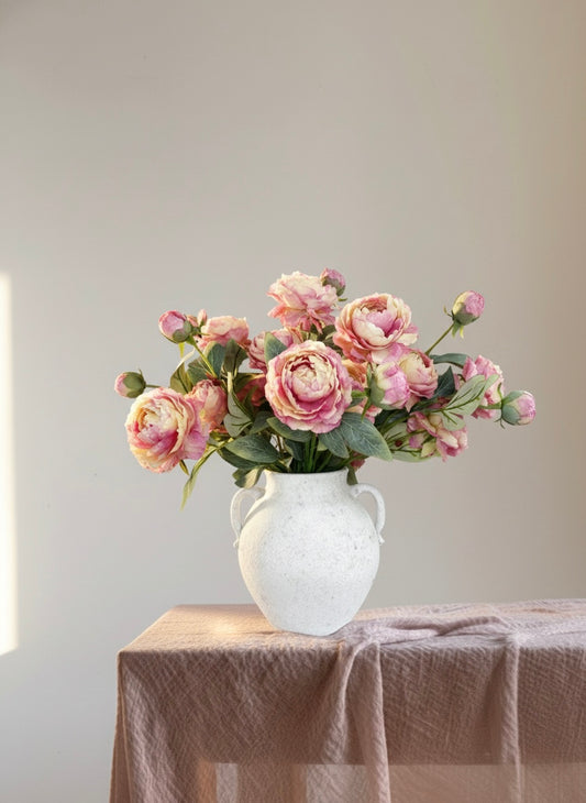 3-Head Oil Painting Peony in Dusty Rose (Single-Stem Price)