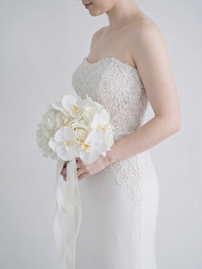 Real Touch Rose & White Phalaenopsis Orchid Bouquet