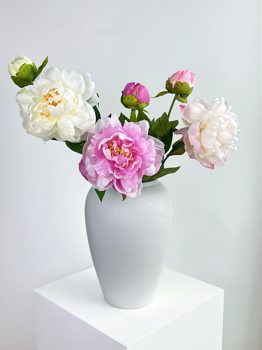 2-Head Luxury Peony Flower in Cream White