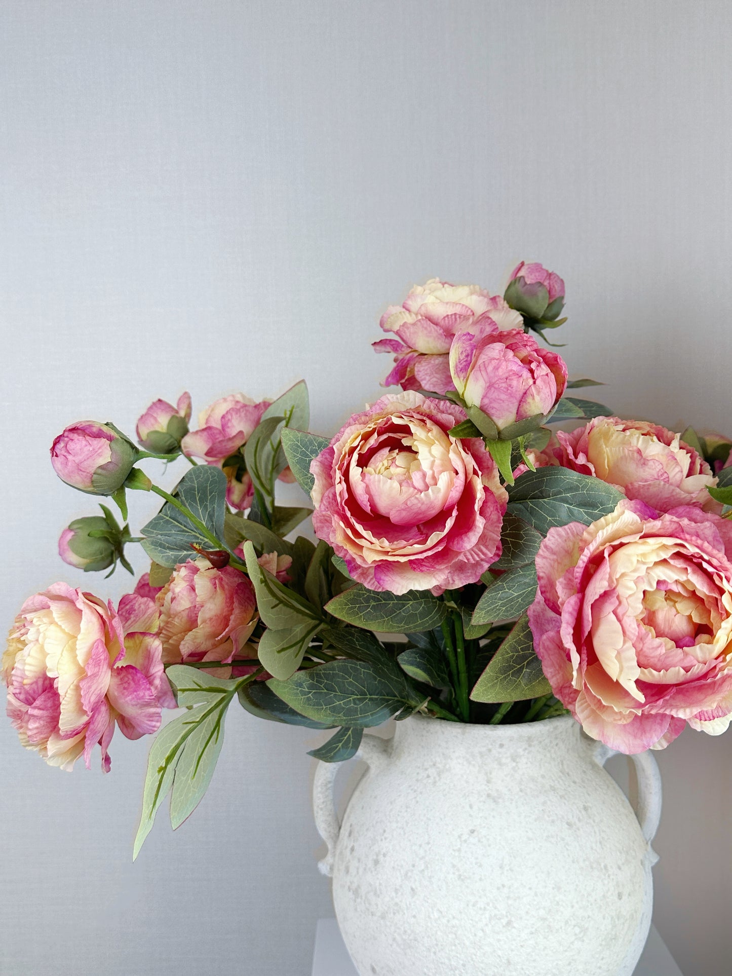 3-Head Oil Painting Peony in Dusty Rose