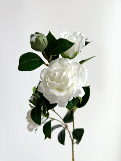 4-Head Real Touch White Spray Rose
