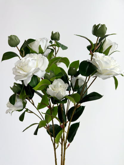 4-Head Real Touch White Spray Rose
