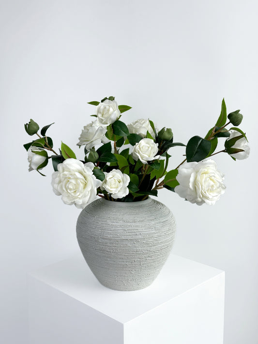 4-Head Real Touch White Spray Rose