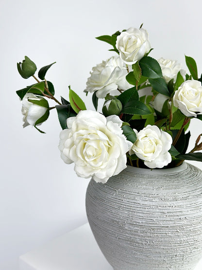 4-Head Real Touch White Spray Rose