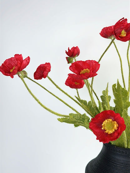 4-Head Faux Poppy in Red