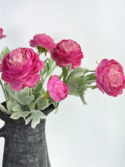 Artificial Blooming Ranunculus in Fuchsia Pink