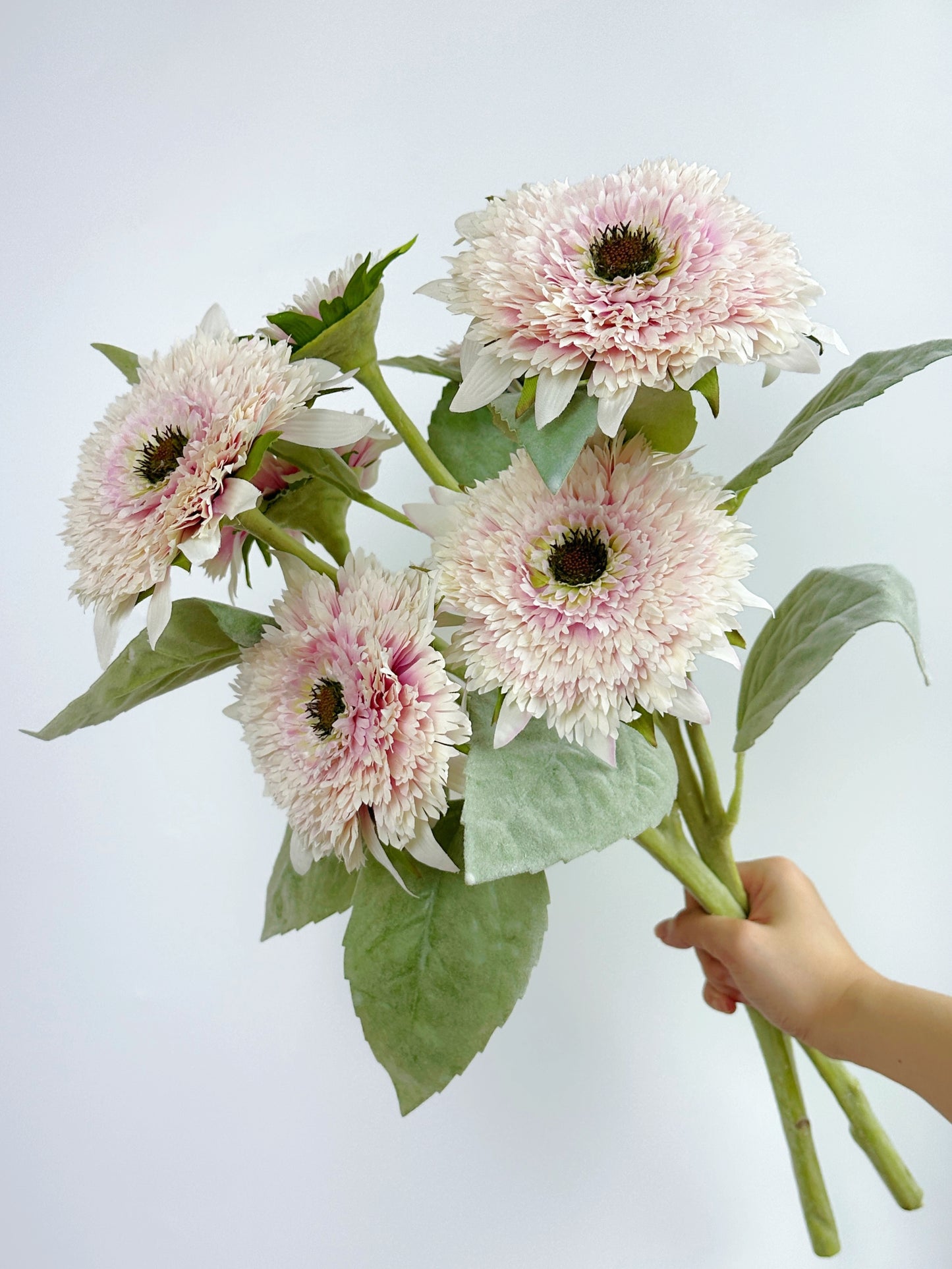 4-Head Artificial Pale Pink Sunflower