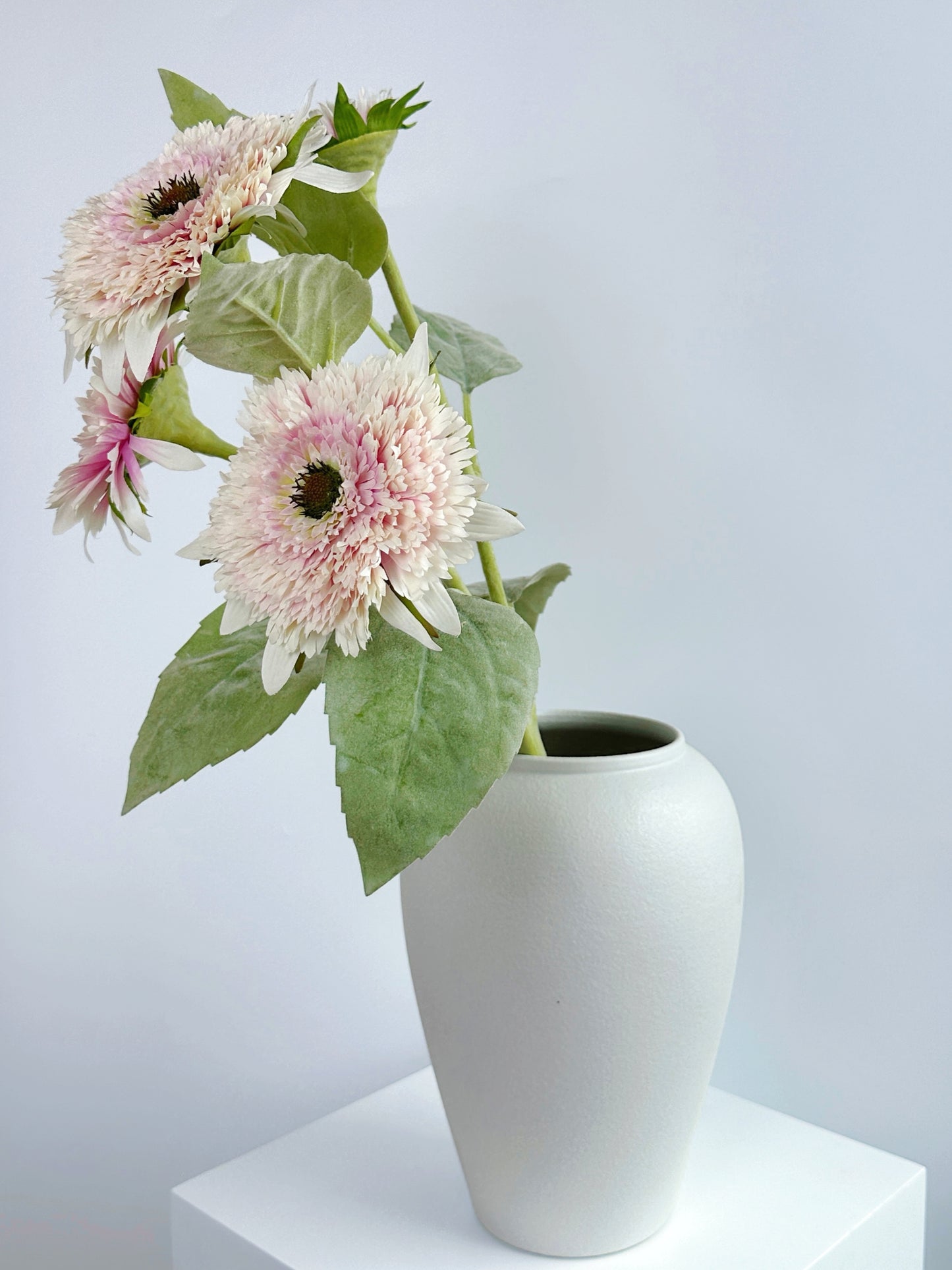4-Head Artificial Pale Pink Sunflower
