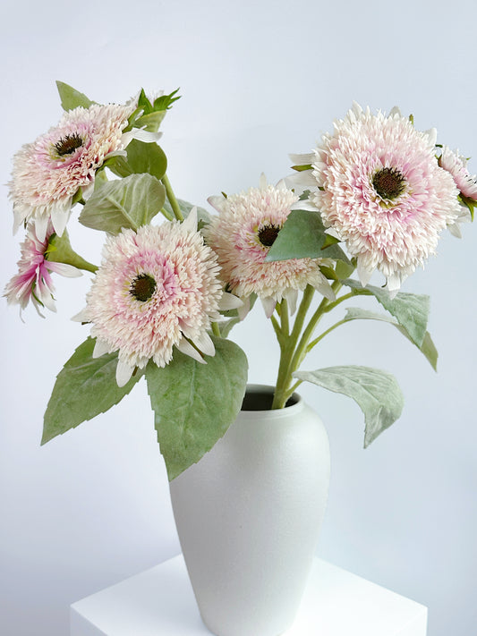 4-Head Artificial Pale Pink Sunflower