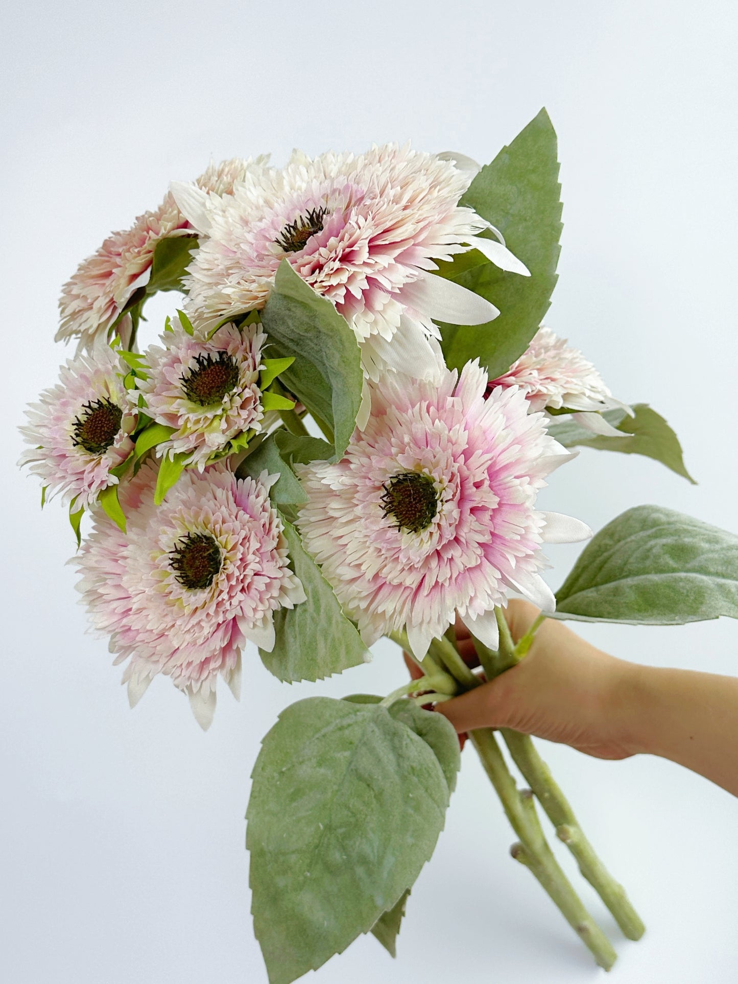 4-Head Artificial Pale Pink Sunflower