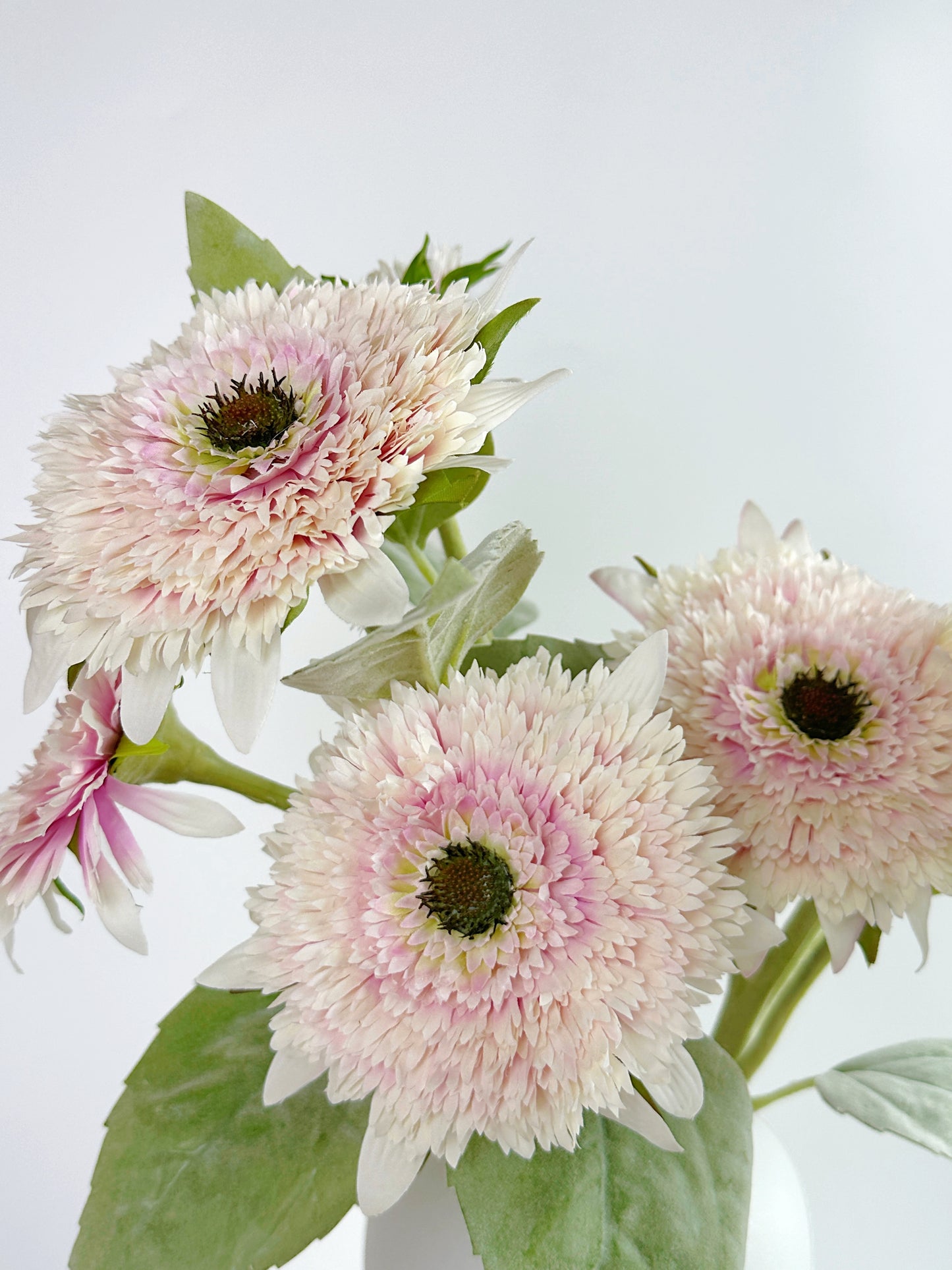 4-Head Artificial Pale Pink Sunflower
