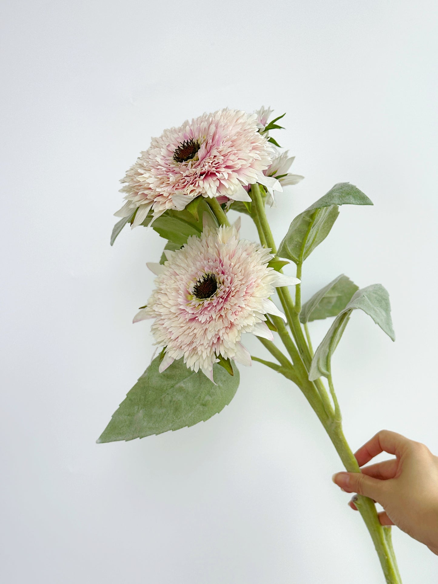 4-Head Artificial Pale Pink Sunflower