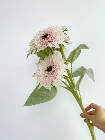 4-Head Artificial Pale Pink Sunflower