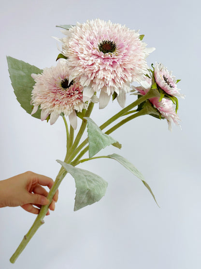 4-Head Artificial Pale Pink Sunflower