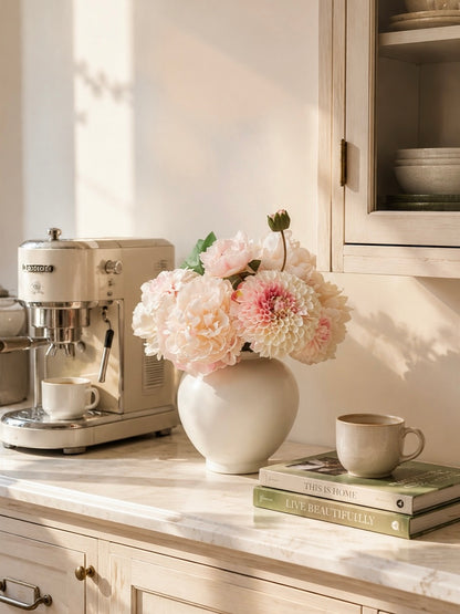 Blush Pink & White Faux Floral Arrangement – 15 Stems
