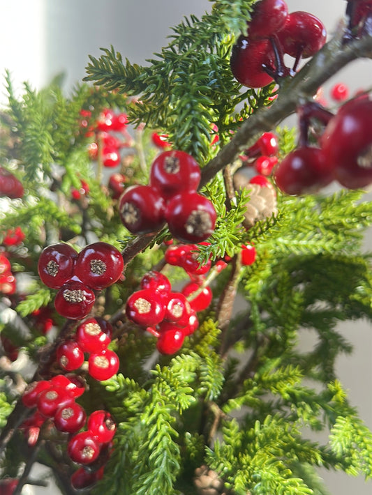 Classic Faux Holly Berry Branch (Single-Stem Price)
