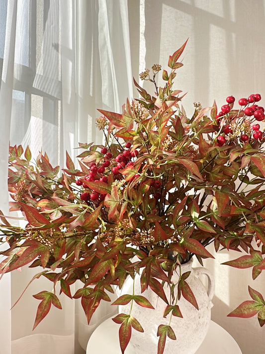 Faux Nandina Maple Red Spray (Single-Stem Price)
