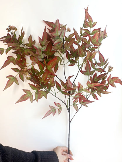 Faux Nandina Maple Red Spray (Single-Stem Price)