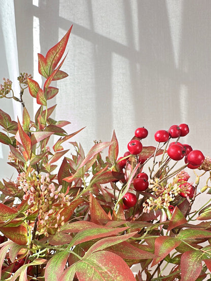 Faux Nandina Maple Red Spray (Single-Stem Price)
