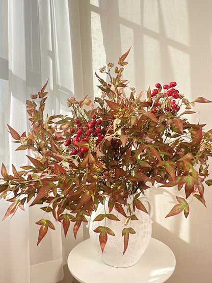 Faux Nandina Maple Red Spray (Single-Stem Price)