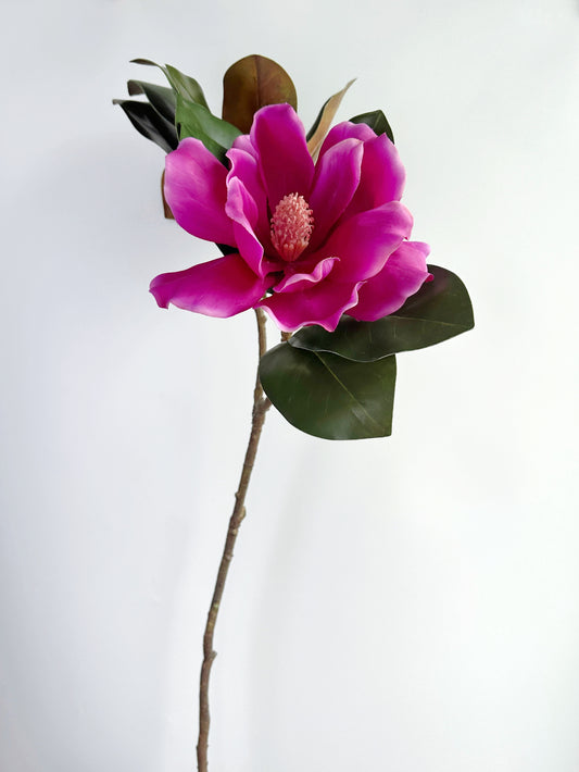 Faux Magnolia Flower in Magenta