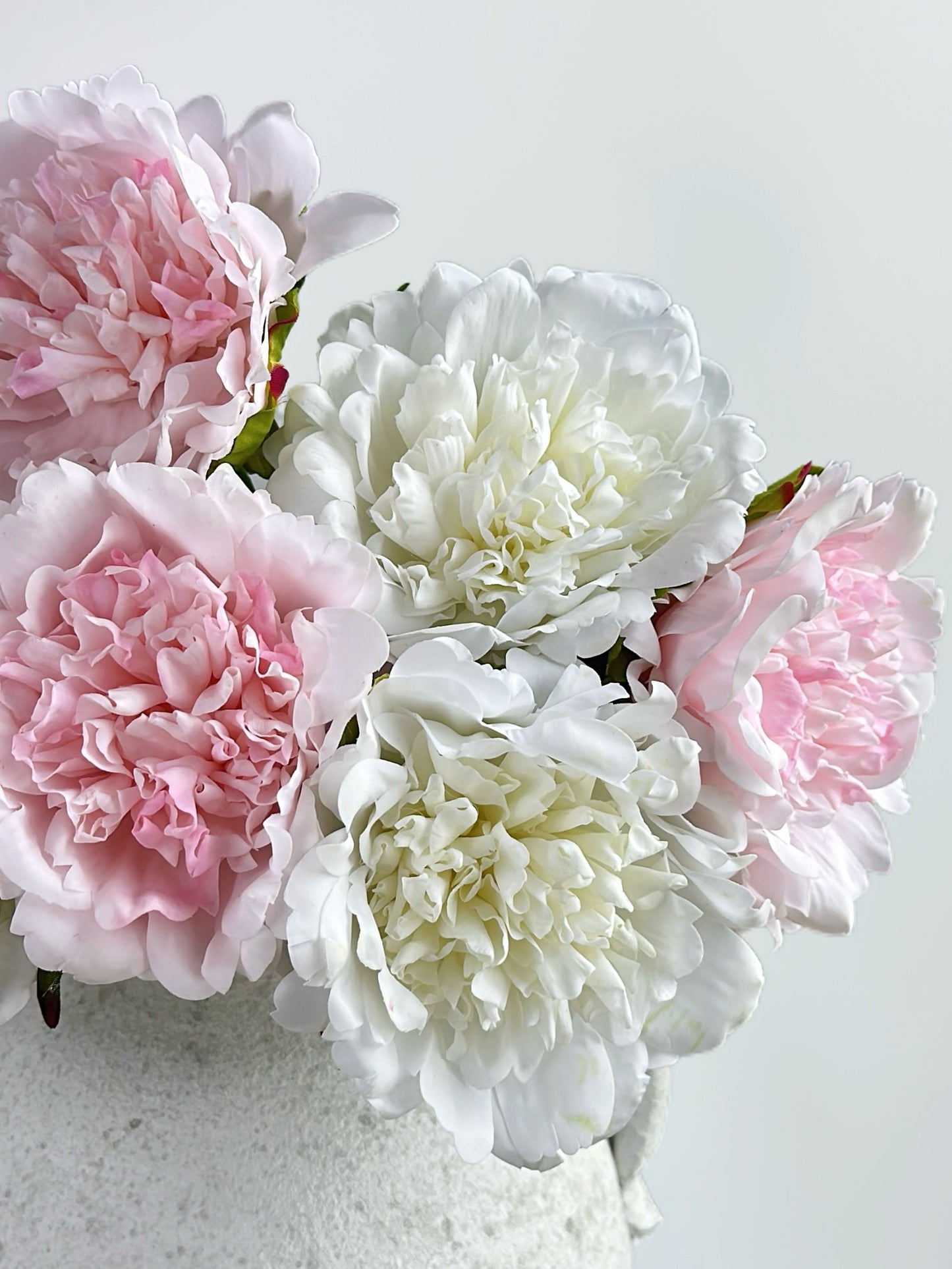 Real Touch Faux Peony in Snow White