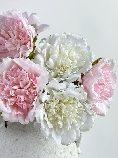 Real Touch Faux Peony in Snow White