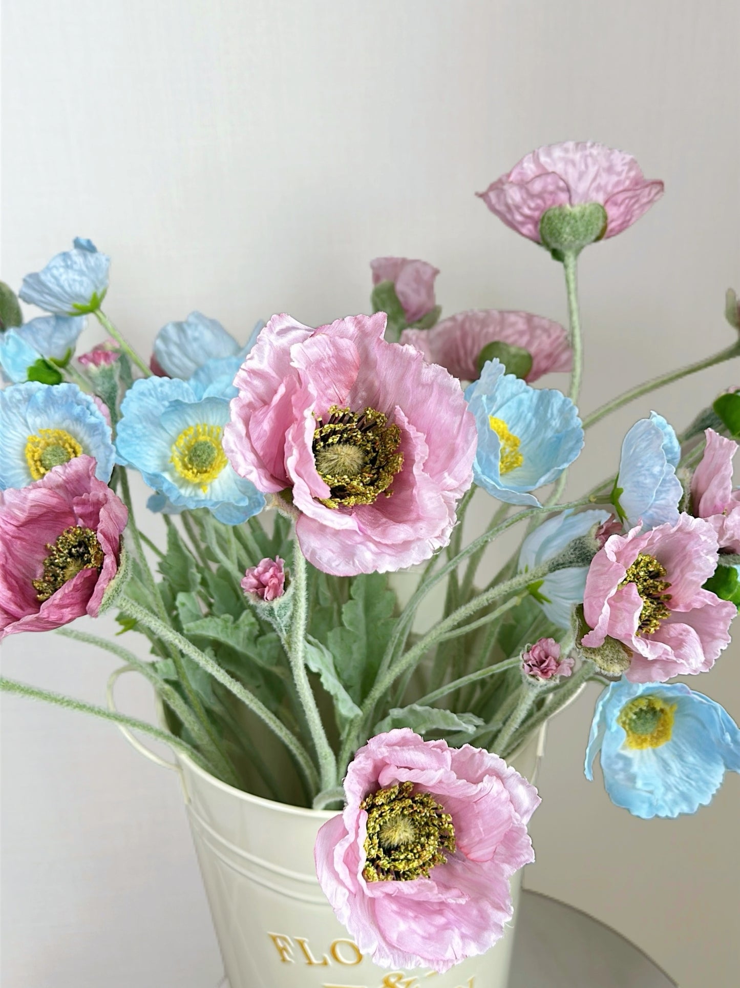 4-Head Real Touch Faux Poppy in Baby Blue