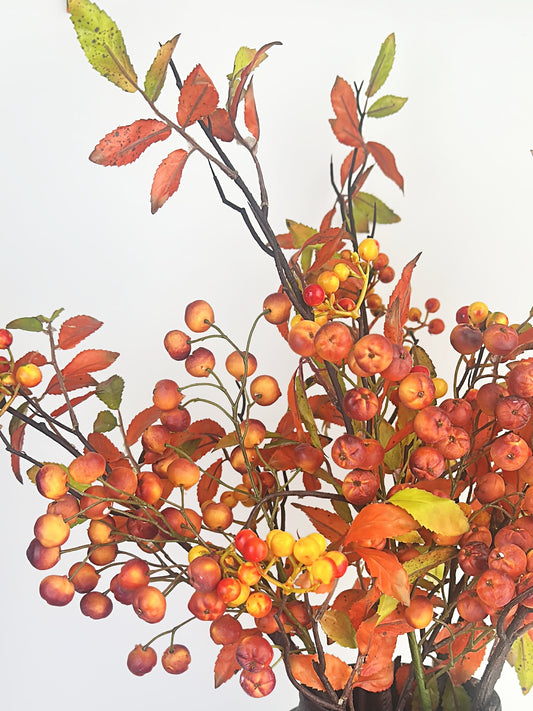 Fortune Fruit Artificial Orange Ilex Berry Stem (Single-Stem Price)