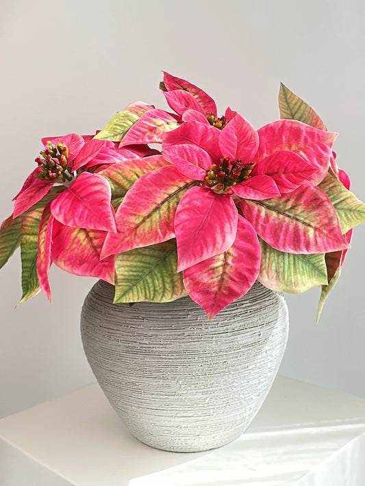 Large Single Stem Faux Fuchsia Poinsettia (Single-Stem Price)