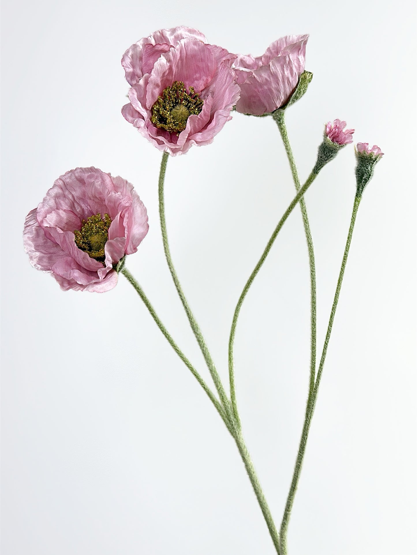 5-Head Faux Poppy in Pale Pink