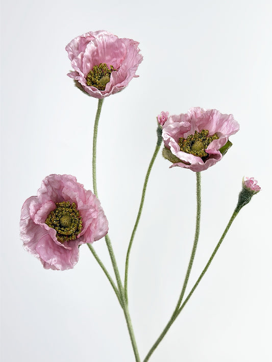 5-Head Faux Poppy in Pale Pink