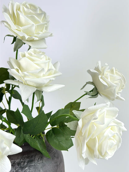 Deluxe Real Touch Rose in Pearl White