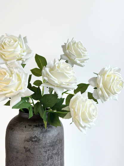 Deluxe Real Touch Rose in Pearl White