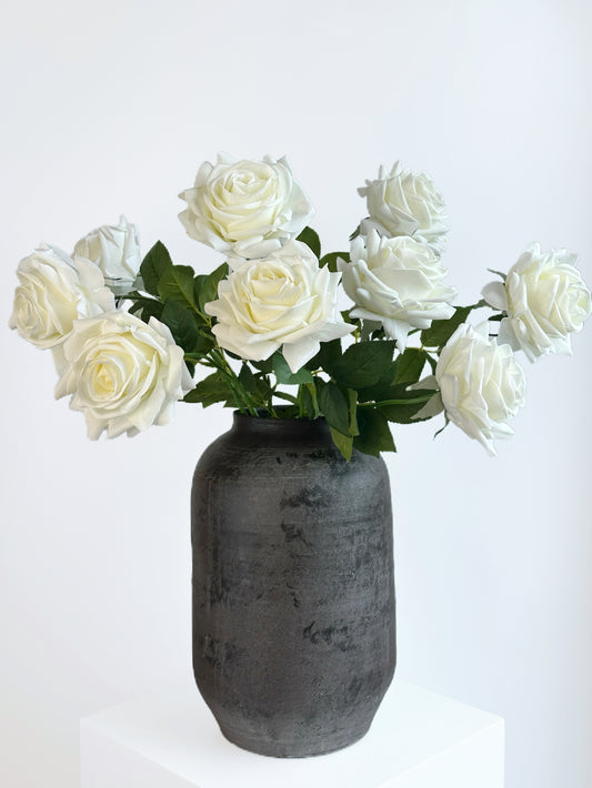 Deluxe Real Touch Rose in Pearl White