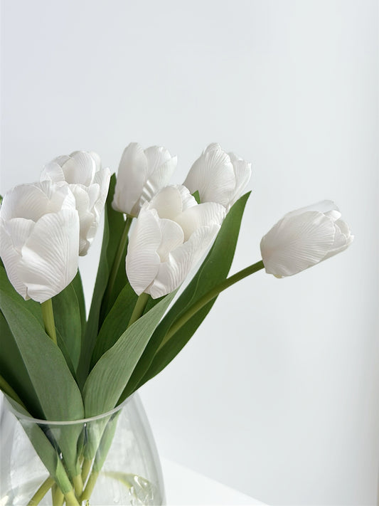 White Real Touch Tulip Bouquet