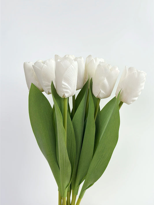 White Real Touch Tulip Bouquet