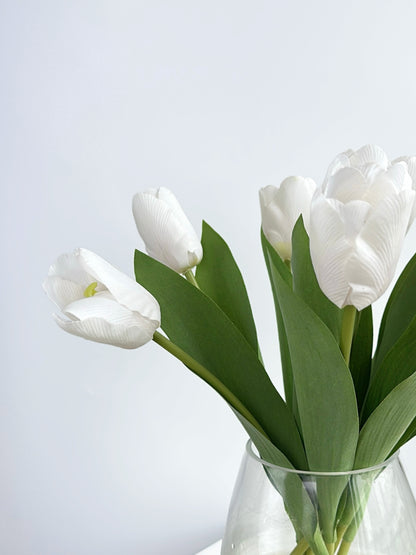 White Real Touch Tulip Bouquet