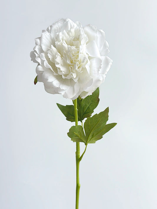 Real Touch Faux Peony in Snow White