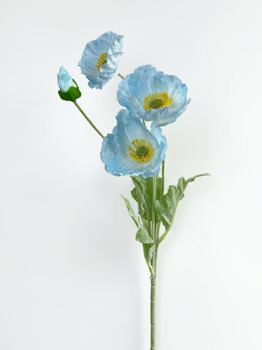 4-Head Real Touch Faux Poppy in Baby Blue