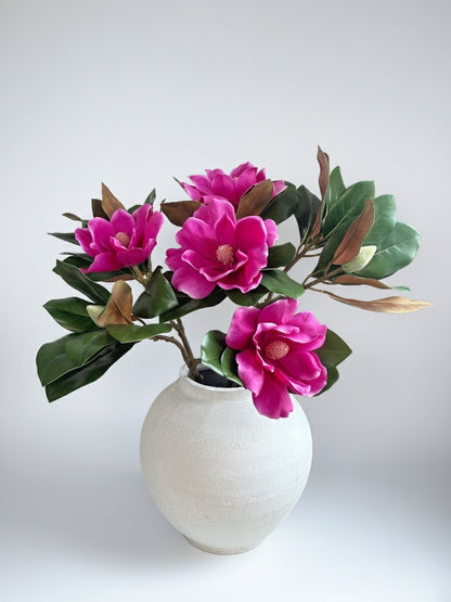 Faux Magnolia Flower in Magenta (Single-Stem Price)