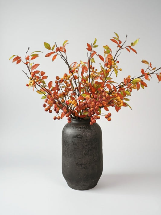 Faux Orange Winterberry & Holly Spray (Single-Stem Price)