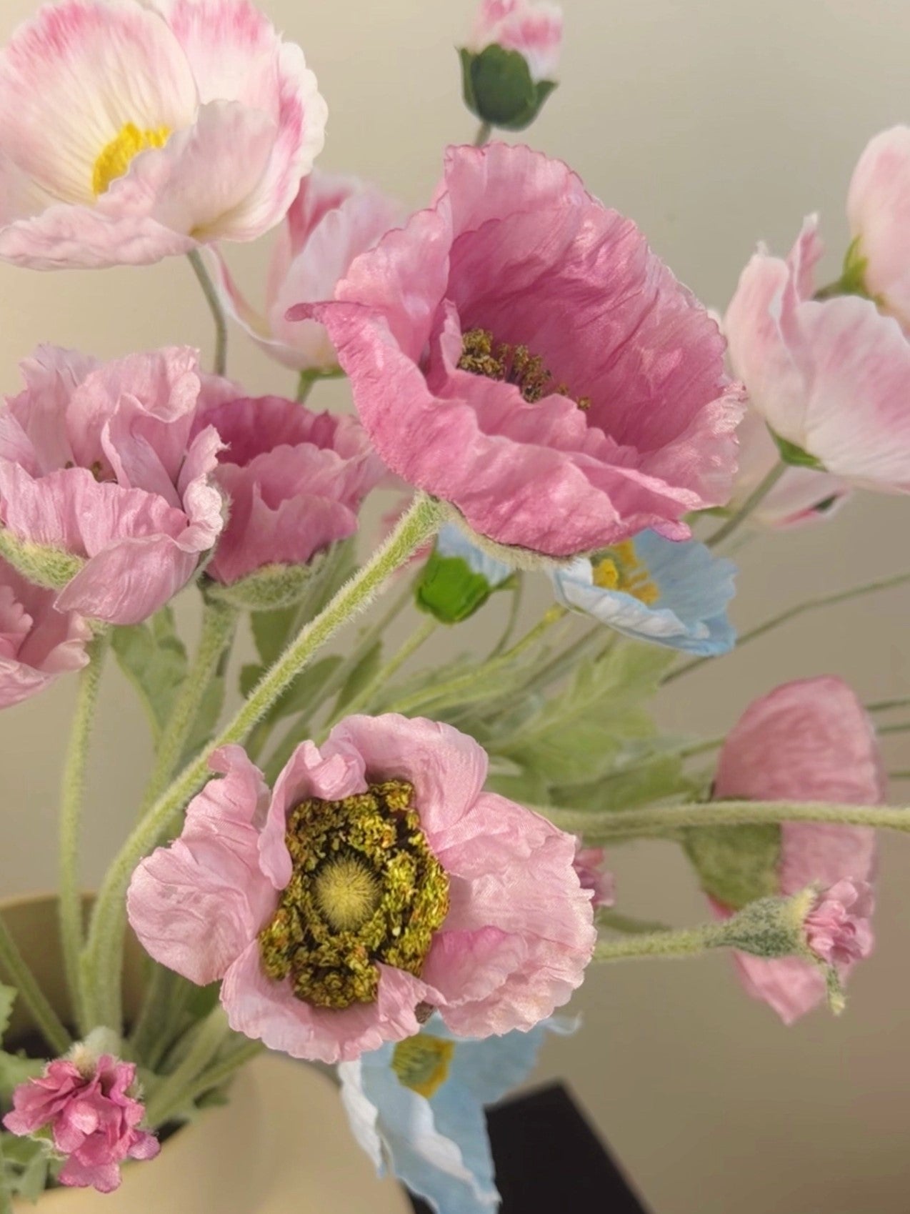 5-Head Faux Poppy Bundle in Pale Pink (Bundle Price)