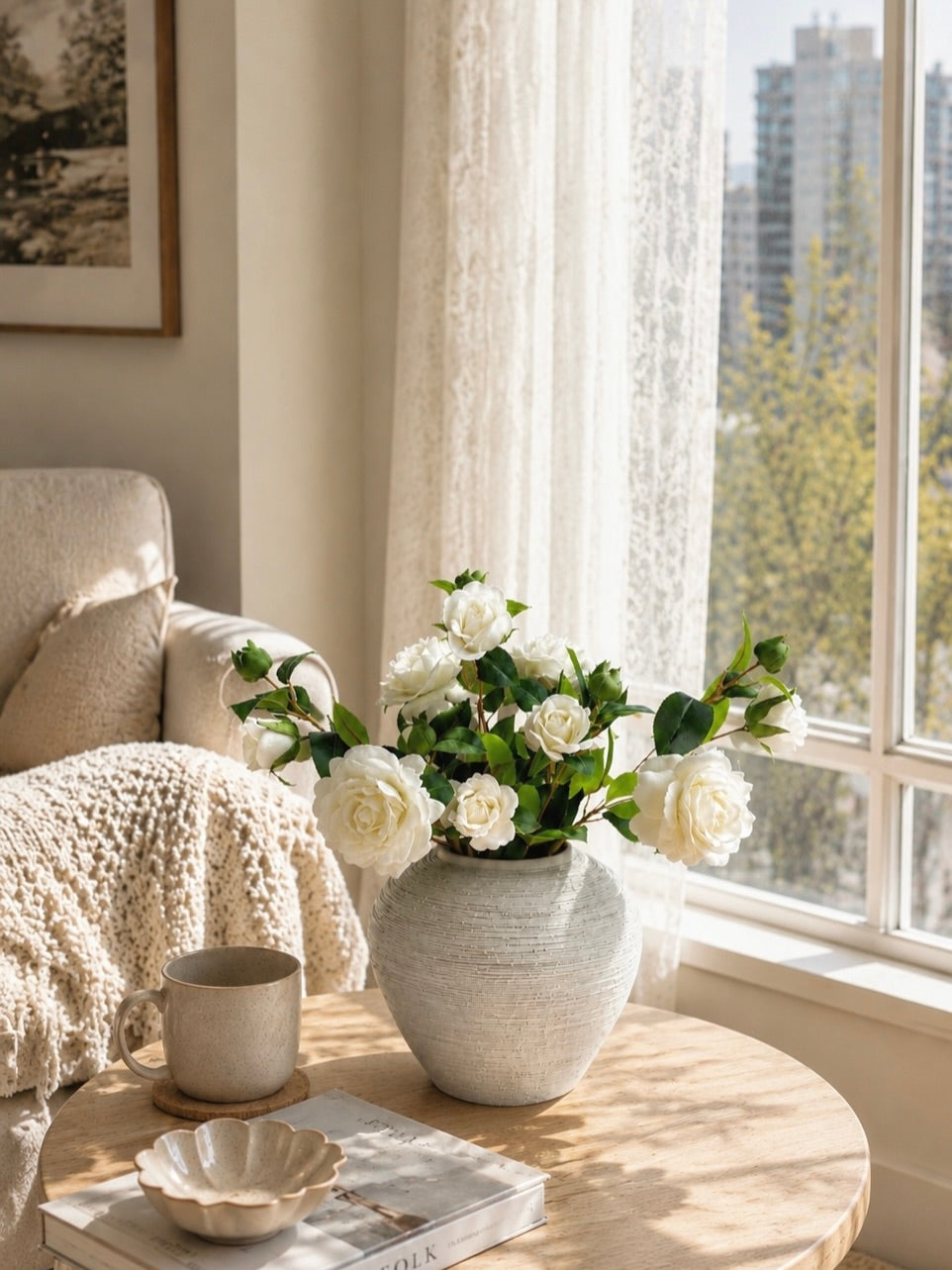 4-Head Real Touch White Spray Rose (Single-Stem Price)
